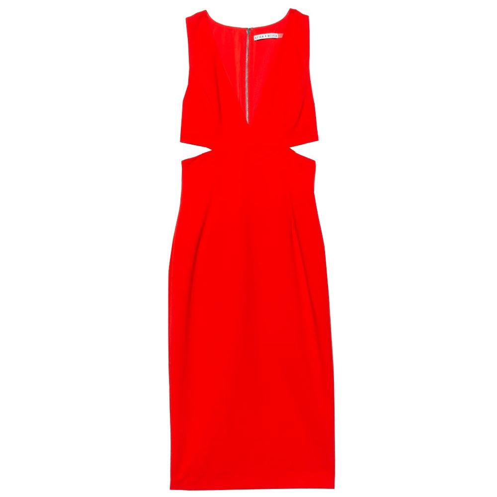 Alice + Olivia Red Crepe Cutout Detail ...